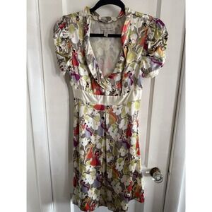 Ted Baker 100% Silk Short Sleeved Skater Style Dancing Ladies Dress Size 2
